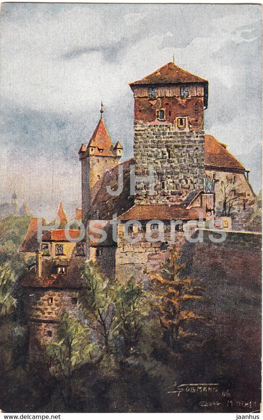 Nurnberg - Funfeckiger Turm - illustration - Nuremberg - old postcard - Germany - unused - JH Postcards