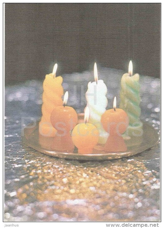 New Year Greeting card - 1 - candles - 1988 - Estonia USSR - unused - JH Postcards