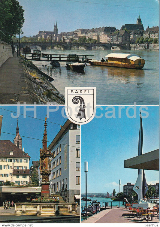 Basel - Basle - boat - multiview - 1969 - Switzerland - used - JH Postcards