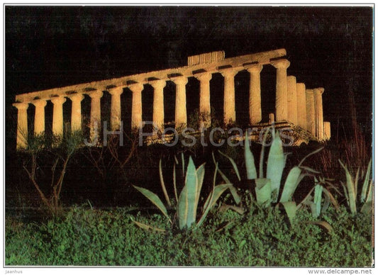 Notturno del Tempio di Giunone - The Temple of Juno by night - Agrigento - Sicilia - 77 - Italia - Italy - unused - JH Postcards