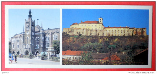 Mukachevo - Town Hall - Palanok castle - Transcarpathia - Zakarpatie - 1983 - USSR Ukraine - unused - JH Postcards