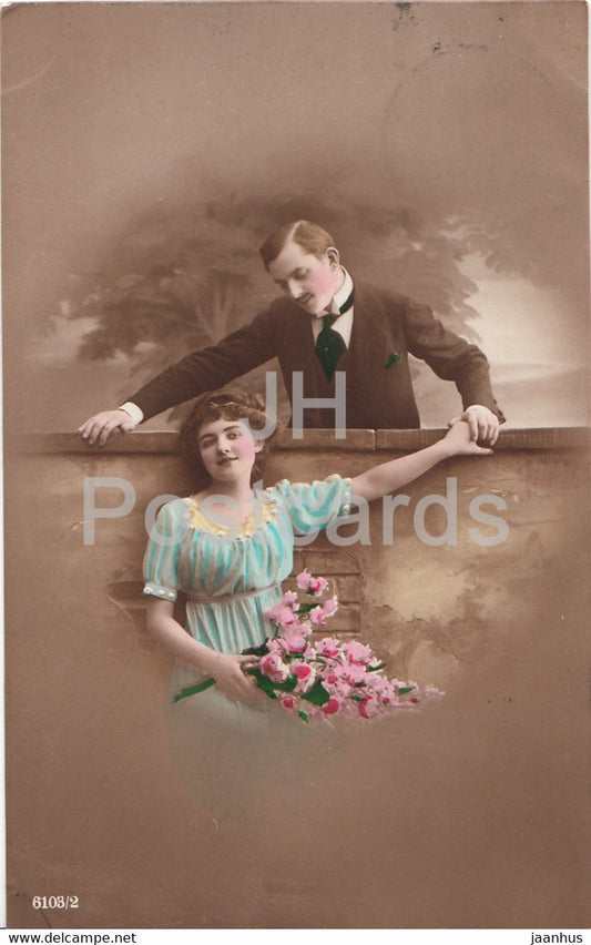 couple - woman and man - 6103/2 - old postcard - 1916 - Germany - used - JH Postcards