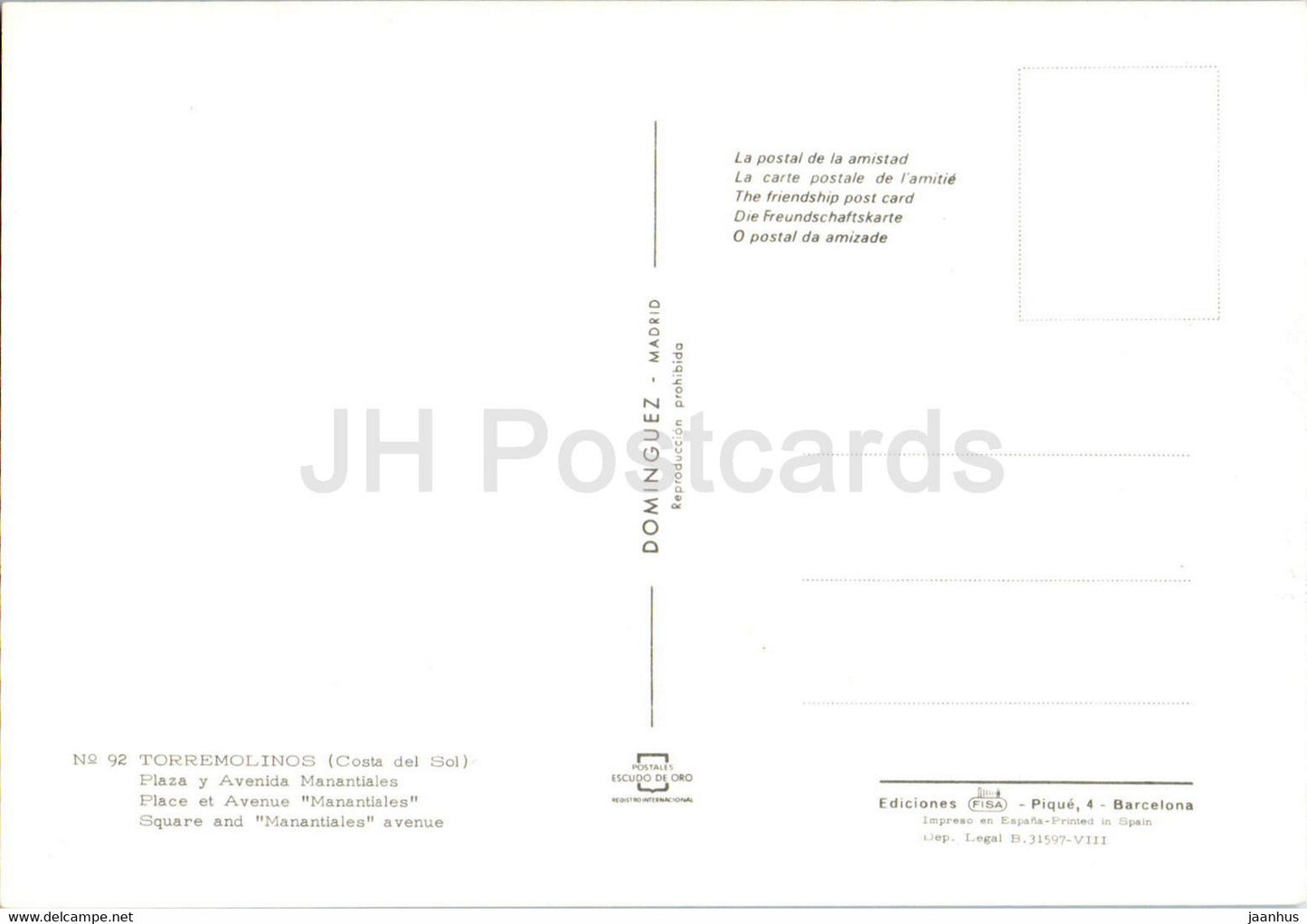 Torremolinos - Plaza y Avenida Manantiales - square - avenue - 92 - Spain - unused