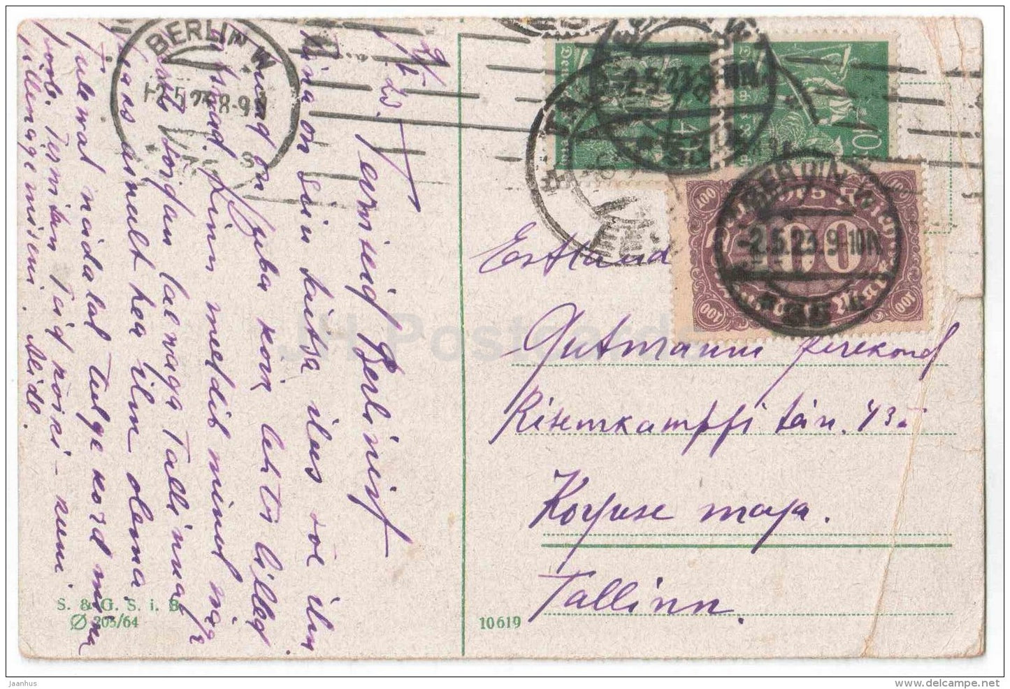 Königs-Platz - Berlin - Germany - sent from Germany to Estonia Tallinn 1923 - JH Postcards