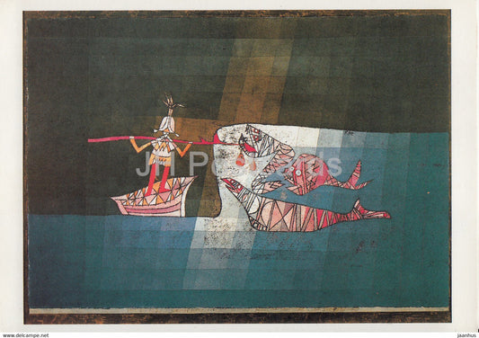 painting by Paul Klee - Kampfszene aus der komisch phantastischen Oper Der Seefahrer - German art - Germany - unused - JH Postcards