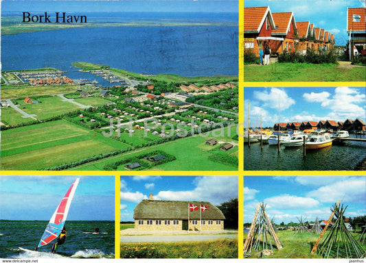 Bork Havn - town views - boat - surfboard - 1992 - Denmark - used - JH Postcards