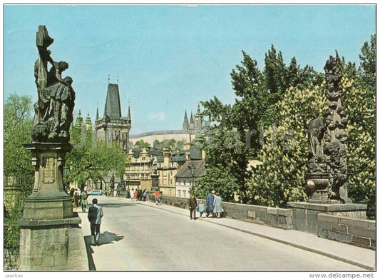 Praha - Prague - Charles Bridge - Czechoslovakia - Czech - used 1974 - JH Postcards