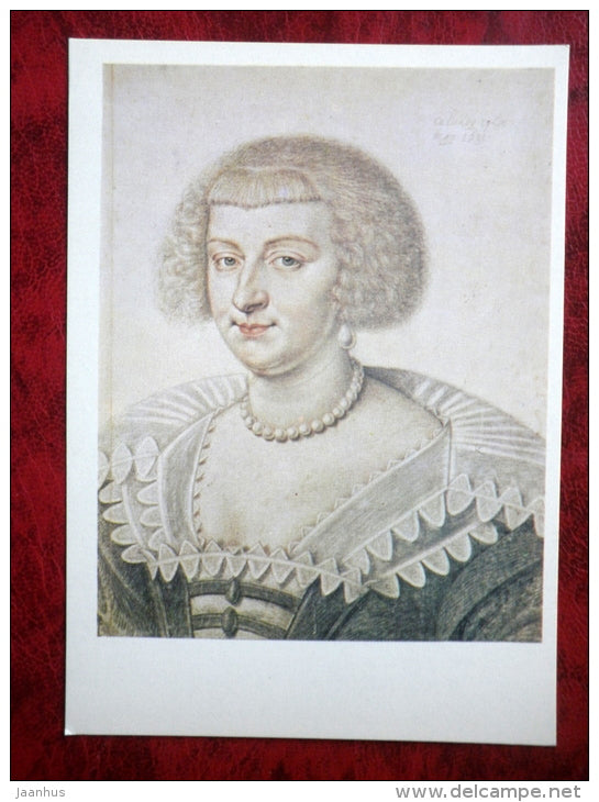 Drawing by Daniel Dumonstier - Portrait of a Lady in Black . 1631 - french art - unused - JH Postcards