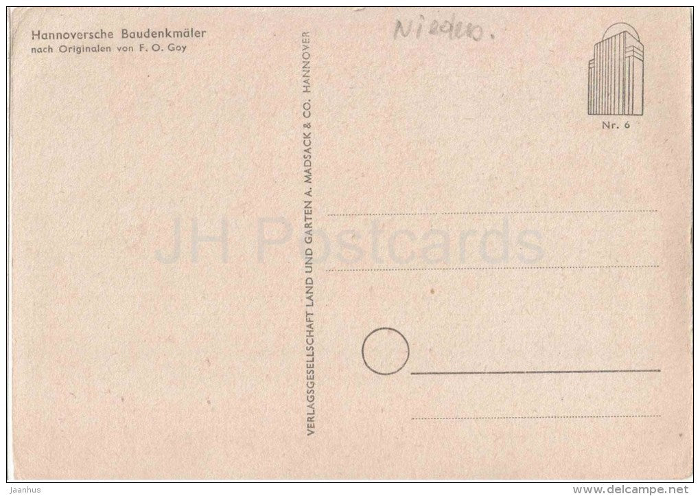 Hannoversche baudenkmäler - Hannover - F. O. Goy - Germany - ungelaufen - JH Postcards