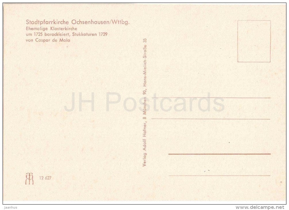 Stadtpfarrkirche Ochsenhausen - Ehemalige Klosterkirche - church - 12 627 - Germany - nicht gelaufen - JH Postcards