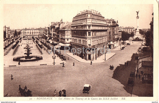 Bordeaux - Les Allees de Tourny et le Cours du XXX Juillet - church - 70 - old postcard - 1939 - France - used - JH Postcards