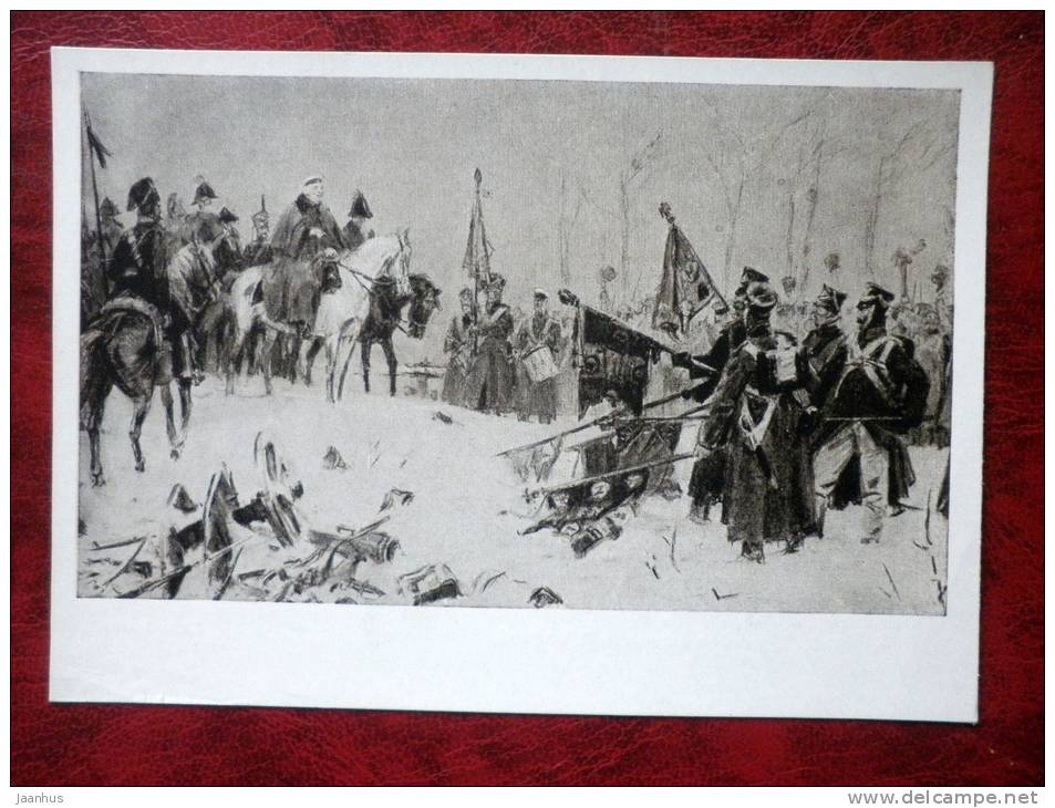 Illustration by D. A. Shmarinov - Kutuzov at Krasnyi , 1953 - soldiers - russian art - unused - JH Postcards