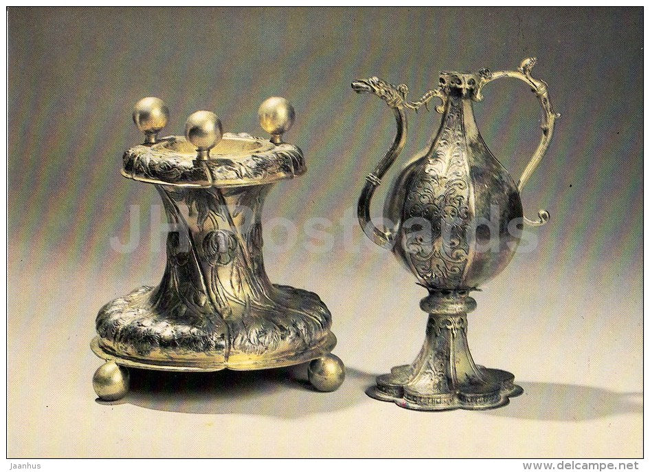 Salt and Soda jar - silver - Russian Applied Art - 1987 - Russia USSR - unused - JH Postcards