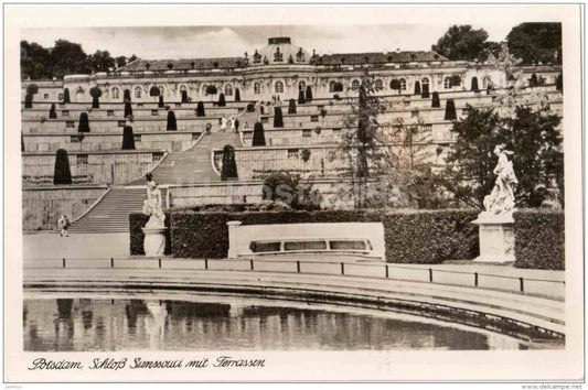 Schloss Sanssouci mit Terrassen - castle - 1 - Potsdam - Germany - unused - JH Postcards