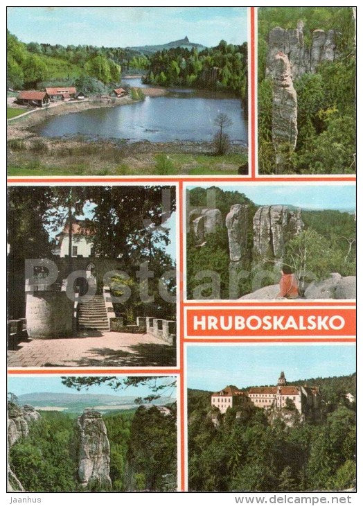 Hruboskalsko - pond - rock formation Taktovka - Valdstejn castle - Czechoslovakia - Czech - used 1984 - JH Postcards