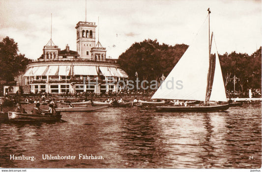 Hamburg - Uhlenhorster Fahrhaus - sailing boat - old postcard - 1921 - Germany - used - JH Postcards