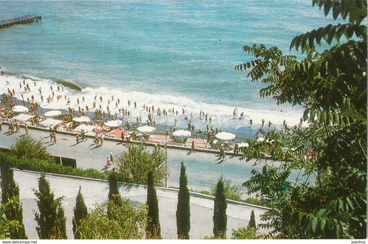 Alushta - View at City Beach - Crimea - 1980 - Ukraine USSR - unused - JH Postcards