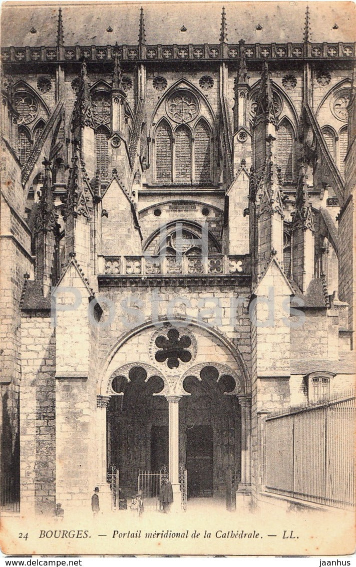 Bourges - Portail meridional de la Cathedrale - cathedral - 24 - old postcard - France - unused - JH Postcards