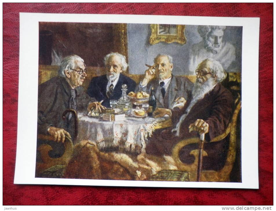 Painting by A. M. Gerasimov - Group portrait of the oldest artists , 1944 - russian art - unused - JH Postcards