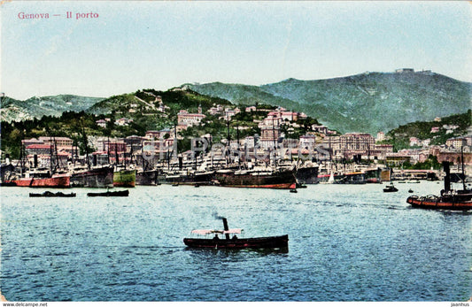 Genova - Il Porto - ship - boat - 29 - old postcard - Italy - unused - JH Postcards