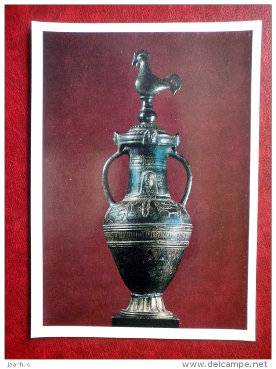 Bucchero amphore with cock on the lid , 6th century BC - Etruscan Art - Antique - 1973 - Russia USSR - unused - JH Postcards