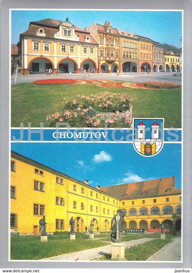 Chomutov - Namesti 1 maje - square - a former Jesuit cloister - Czechoslovakia - Czech Republic - used - JH Postcards