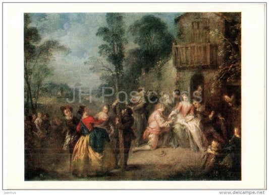 painting by Jean-Baptiste Pater - May Celebration - french art - unused - JH Postcards