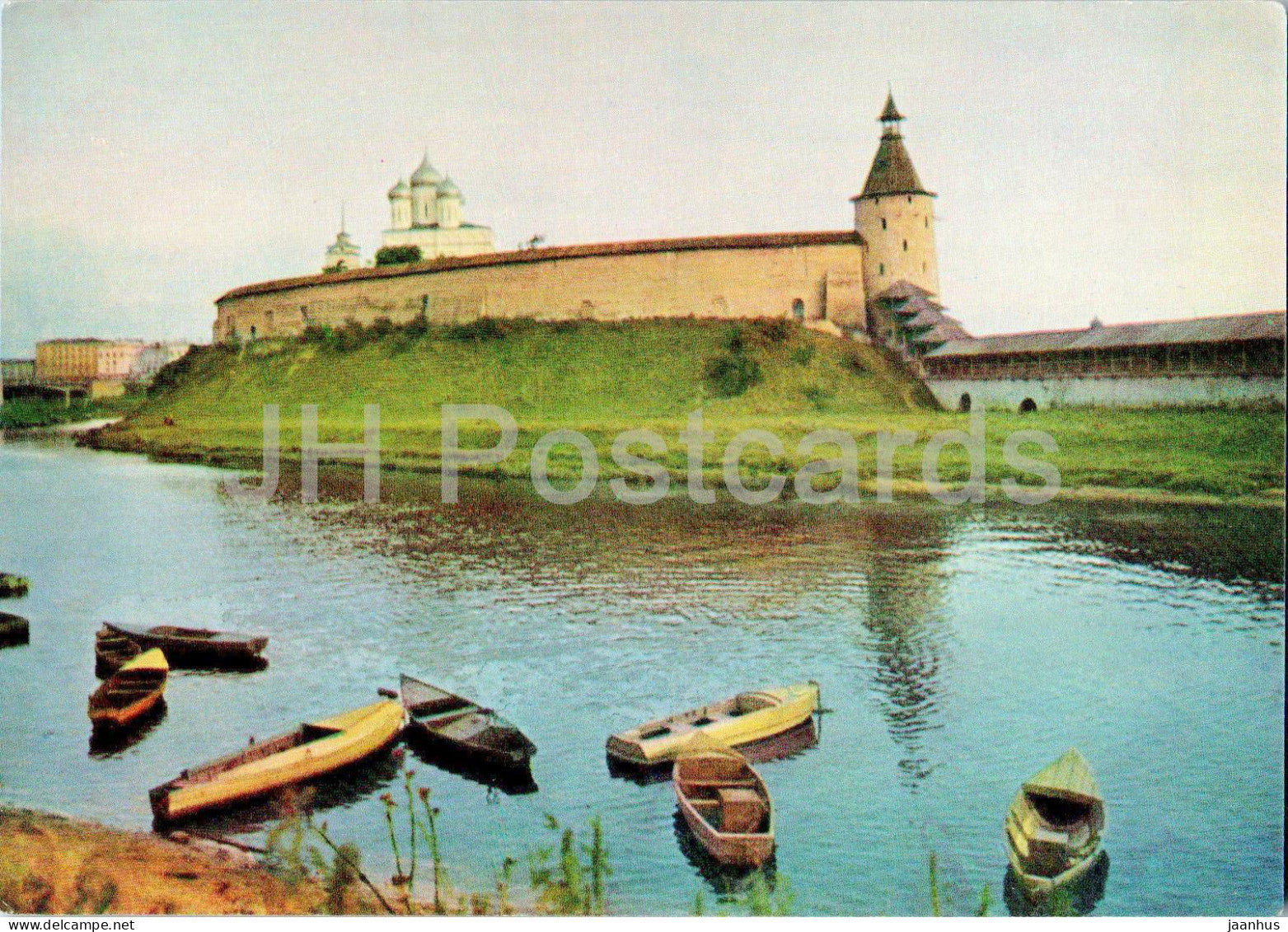 Pskov - The Krom - View from the Pskov river - boat - 1967 - Russia USSR - unused - JH Postcards