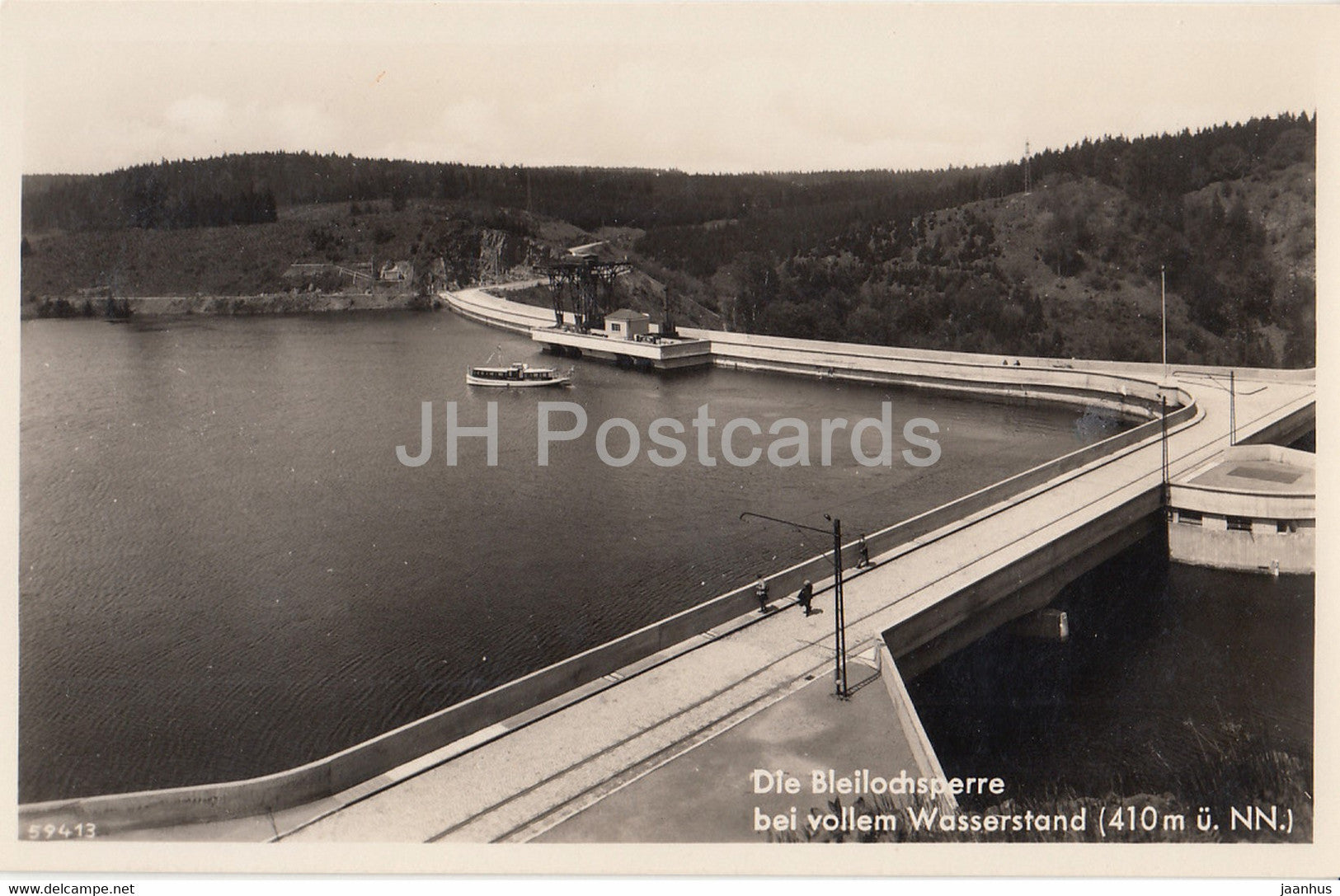 Die Bleilochsperre bei vollem Wasserstand 410 m - old postcard - Germany - unused - JH Postcards