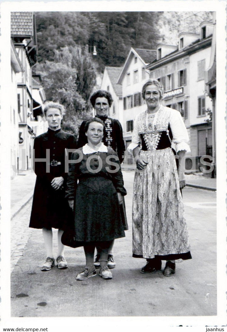 Women - folk costumes - old postcard - Switzerland - unused - JH Postcards