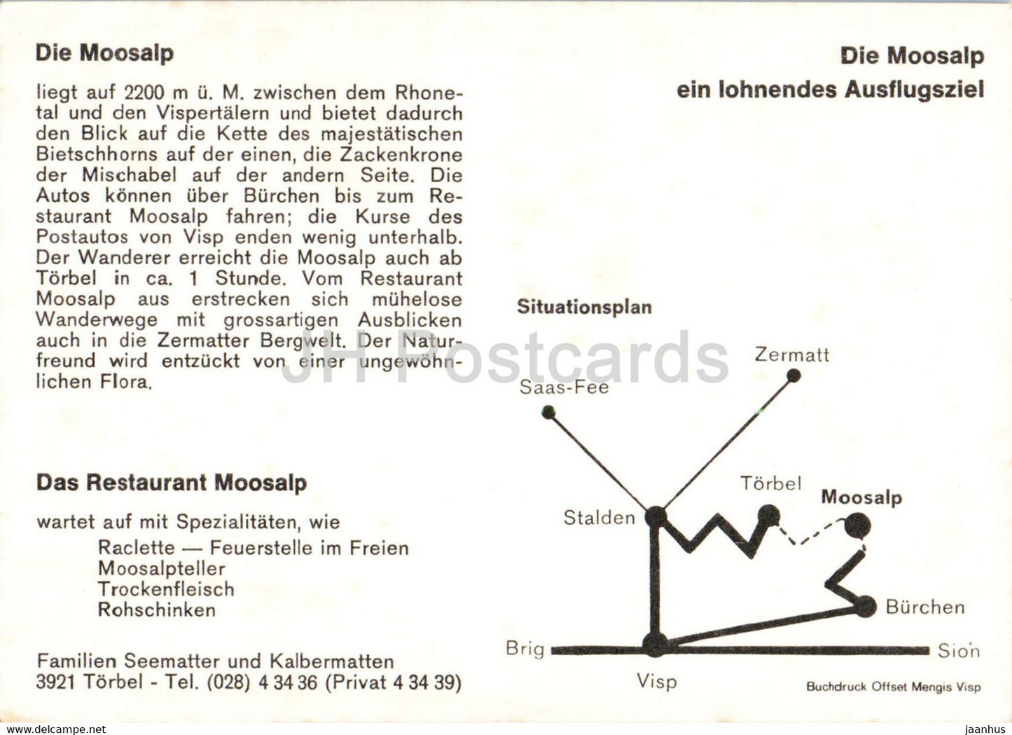 Restaurant Moosalp - Schweiz - unbenutzt