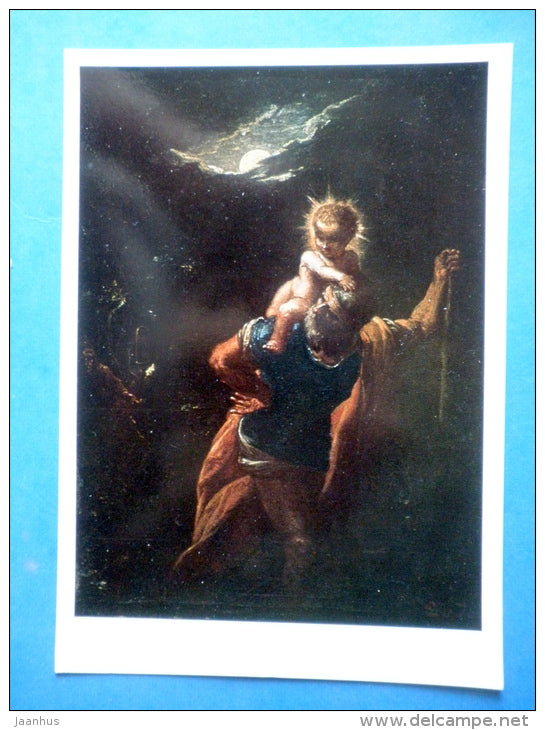 painting by Adam Elsheimer - large format card - St. Christopher , 1600-1610 - german art - unused - JH Postcards