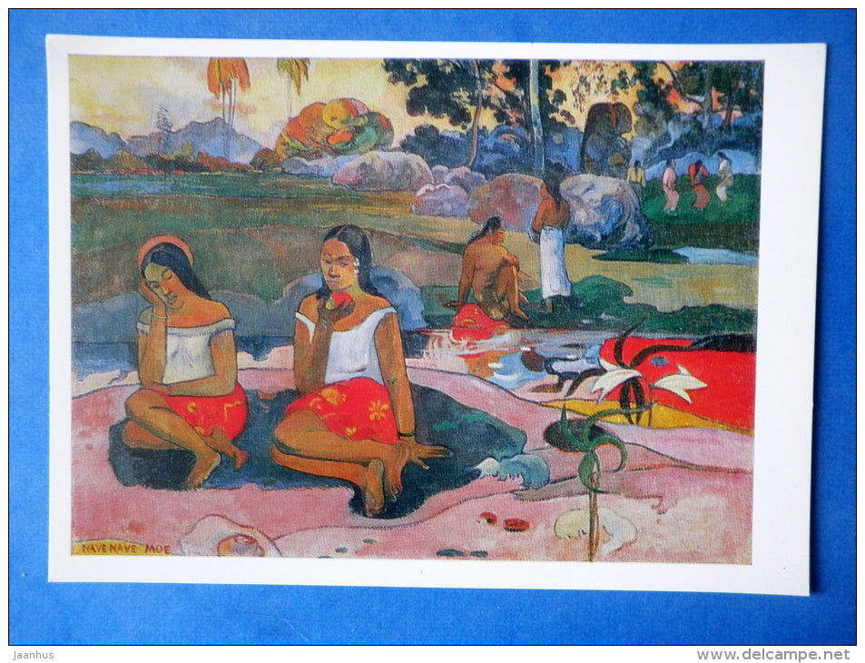 painting by Paul Gauguin - Sacred Spring , 1894 - women - french art - unused - JH Postcards