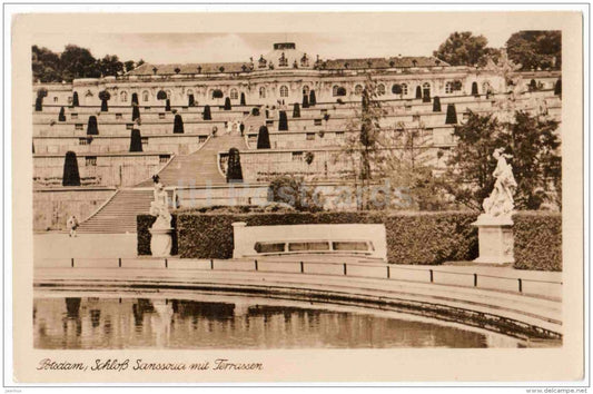 Schloss Sanssouci mit Terrassen - castle - 2 - Potsdam - Germany - unused - JH Postcards