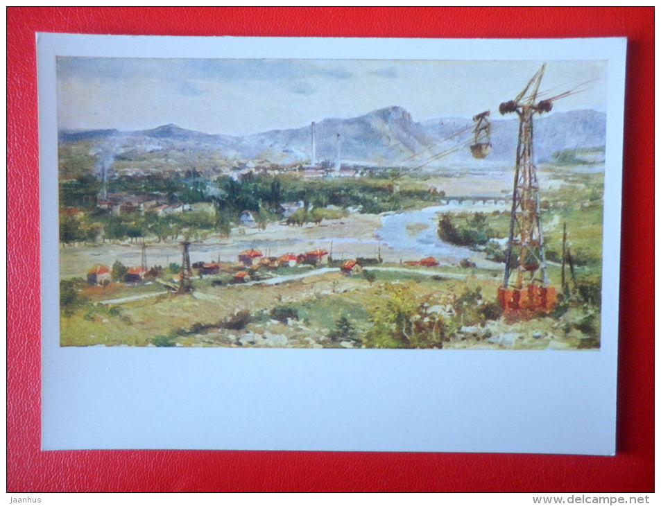 painting by Krum Dzhakov . Ferrous Metallurgy Factory in Kardzhali - Bulgaria - 1964 - Russia USSR - unused - JH Postcards