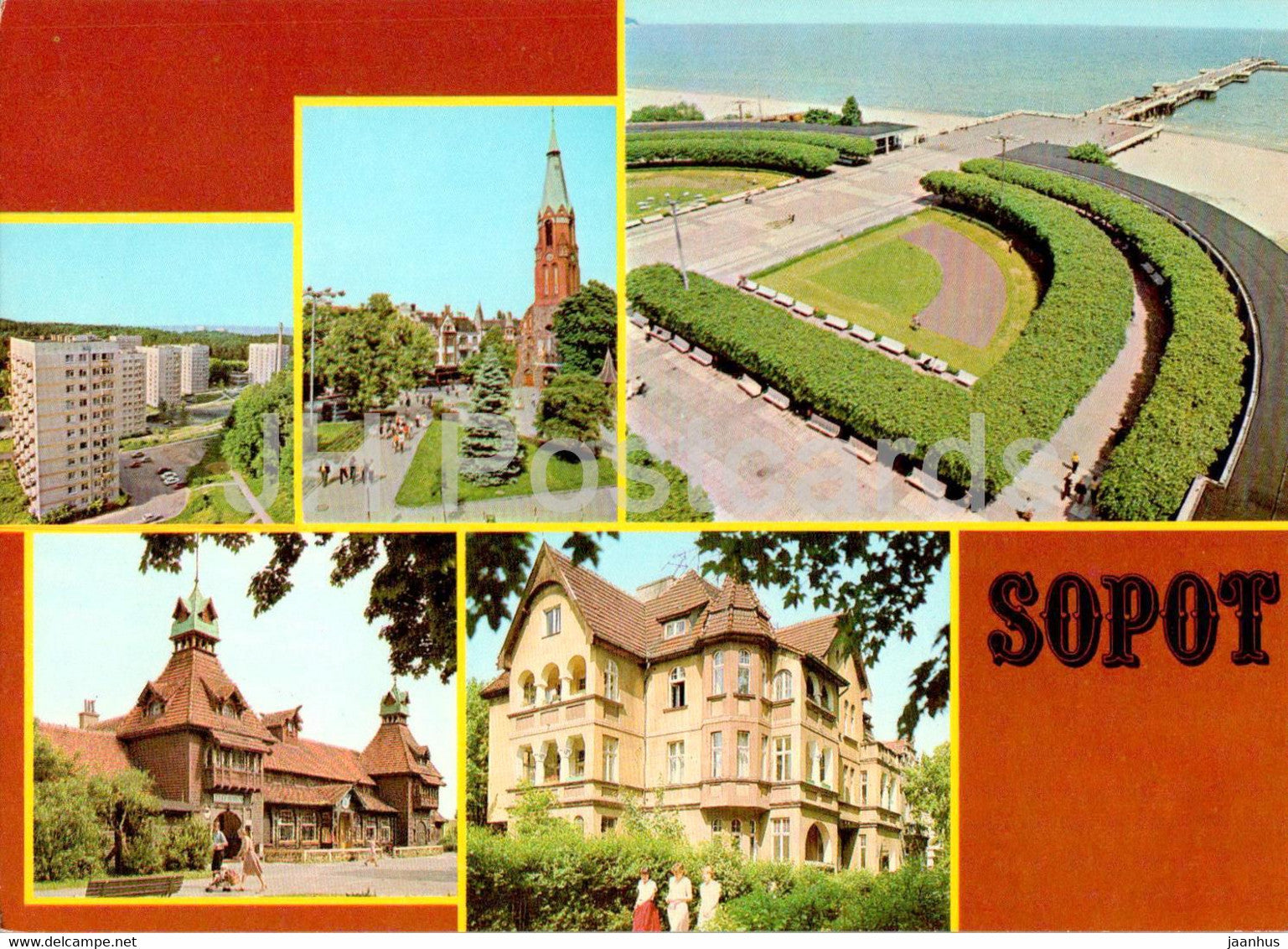 Sopot - Osiedle mieszkaniowe Przylesie - Plac Konstytucji - Molo - Lazienki - multiview - Poland - unused - JH Postcards