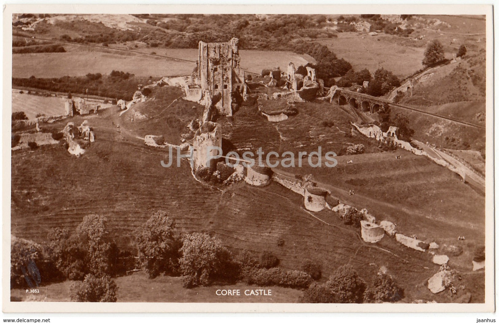 Corfe Castle - aerial view - P.3052 - United Kingdom - England - used - JH Postcards