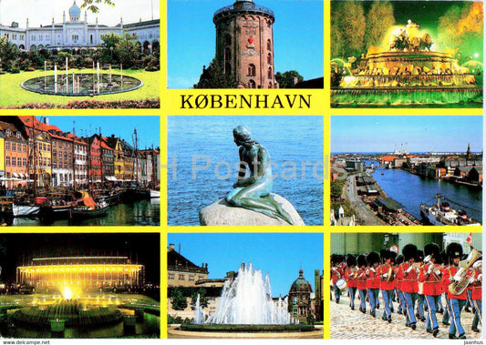 Copenhagen - multiview - Tivoli - Rundetarn - Nyhavn - Amaliehaven - Livgarden - Denmark - unused - JH Postcards