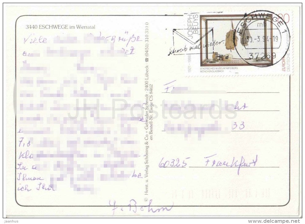 Eschwege an der Werra - Werratal - Joseph Beuys EUROPA - 3440 - Germany - 1994 gelaufen - JH Postcards