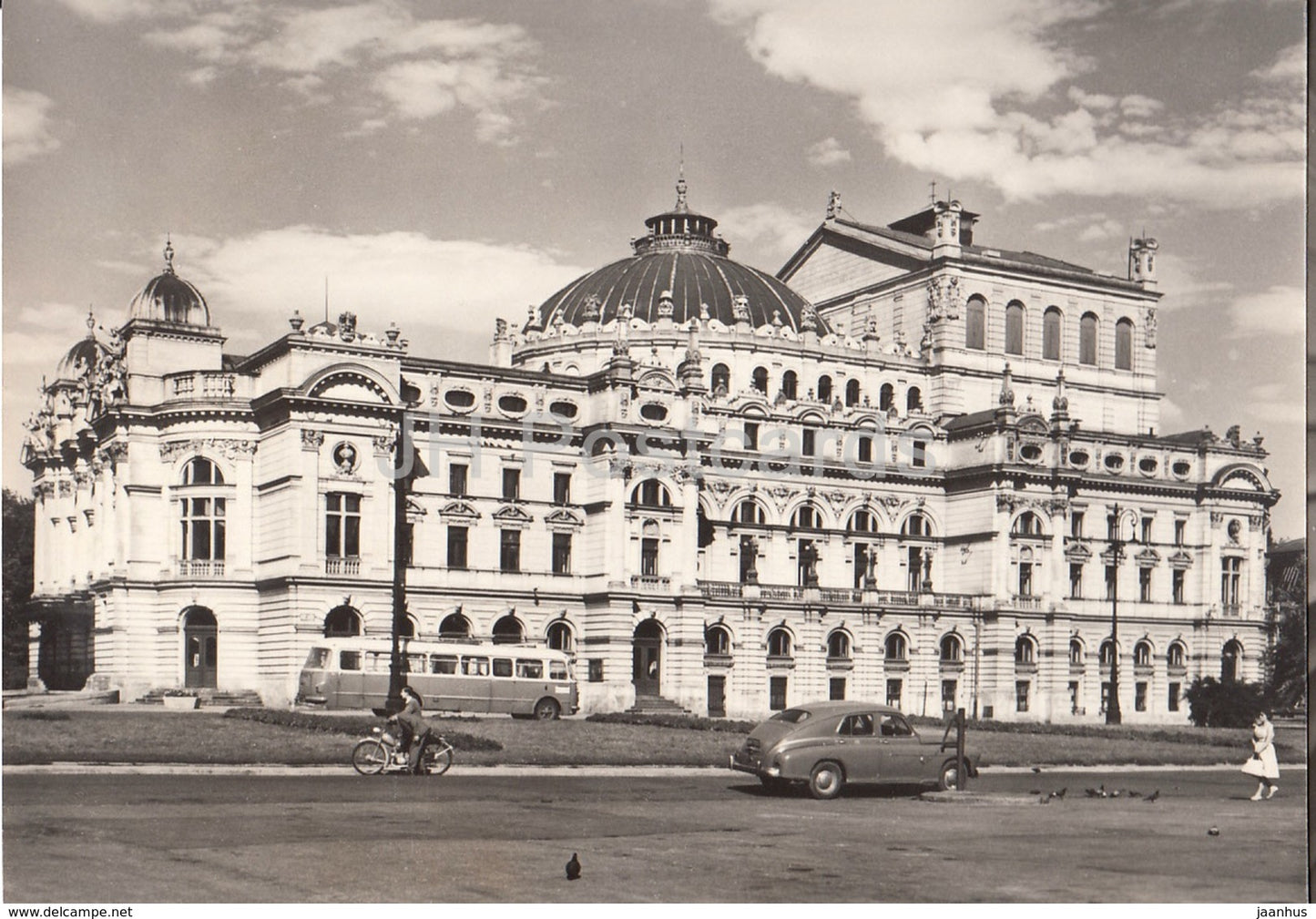 Krakow - Juliusz Slowacki Theater - bus - car Pobeda - Poland - unused