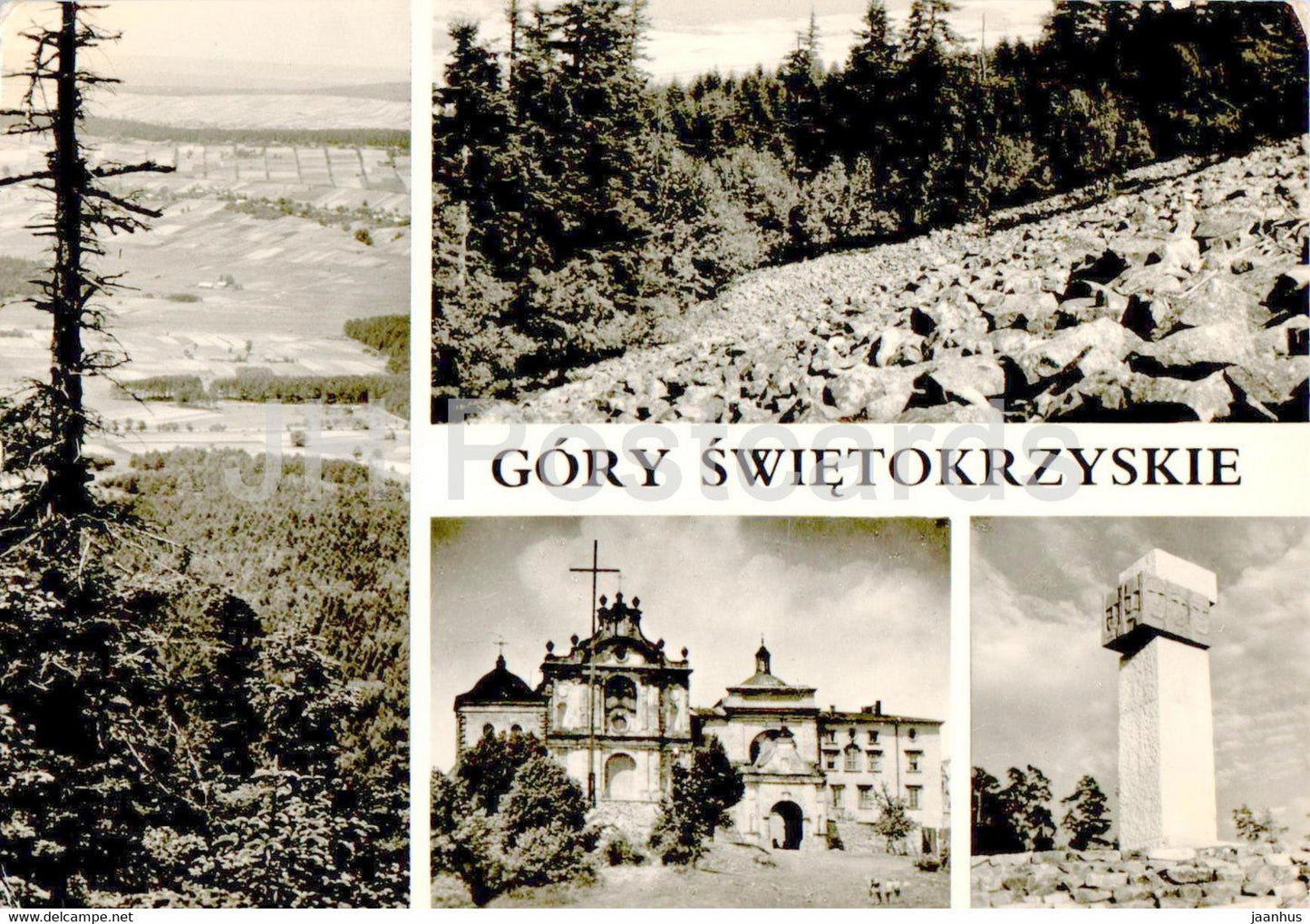 Gory Swietokrzyskie - Krajobraz - Goloborze - Kosciol - church - mountains - multiview - Poland - used - JH Postcards