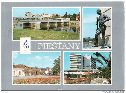 Piestany - colonnade bridge - Barlolamac - Napoleon spa - Balnea grand - Czechoslovakia - Slovakia - used 1985 - JH Postcards