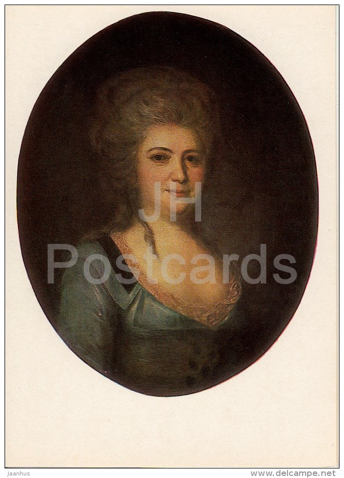 painting by F. Rokotov - Portrait of M. Zotova , 1780s - woman - Russian art - 1984 - Russia USSR - unused - JH Postcards