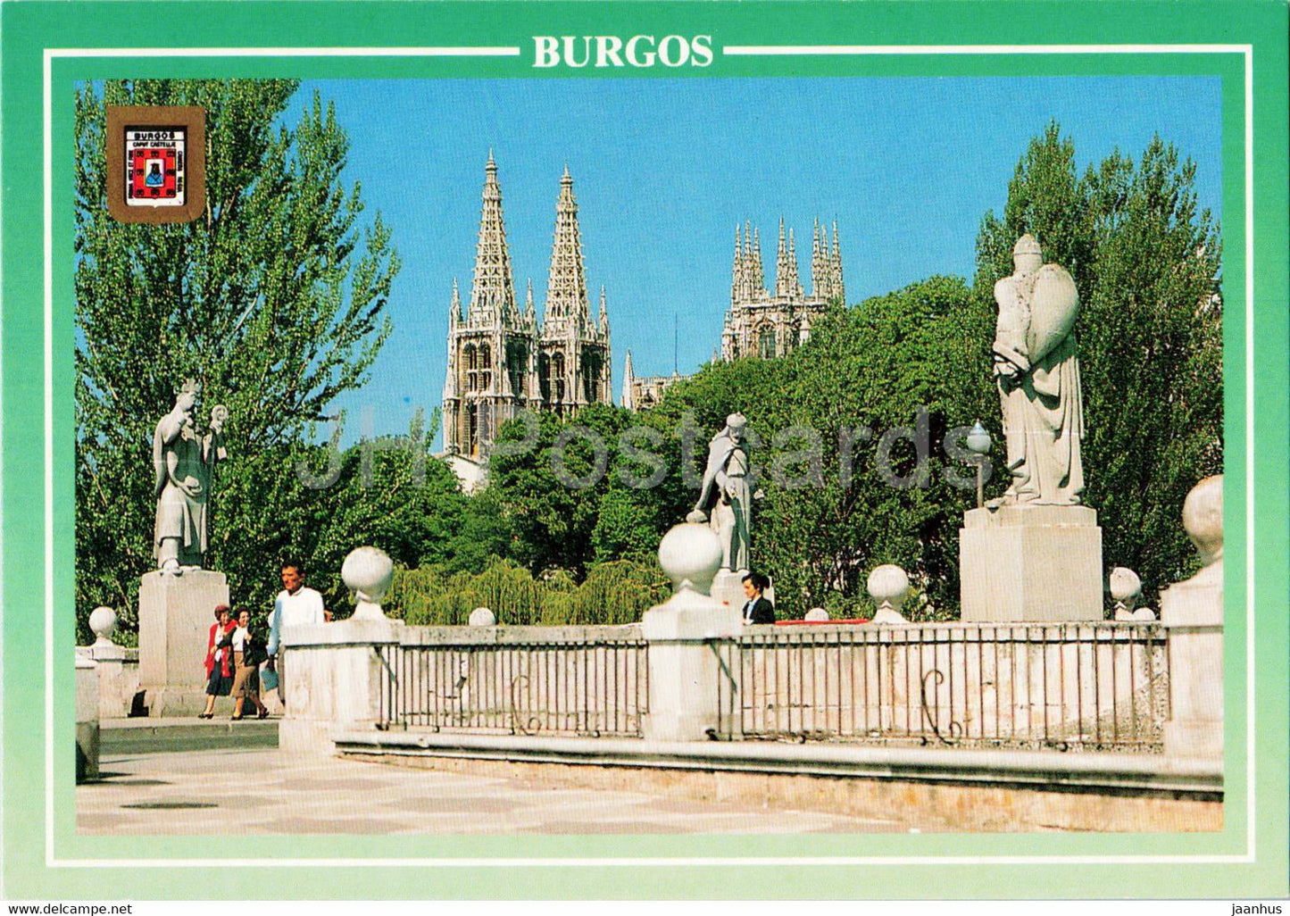 Burgos - Vista de la Catedral desde el Puente de San Pablo - bridge - cathedral - 182 - Spain - unused - JH Postcards