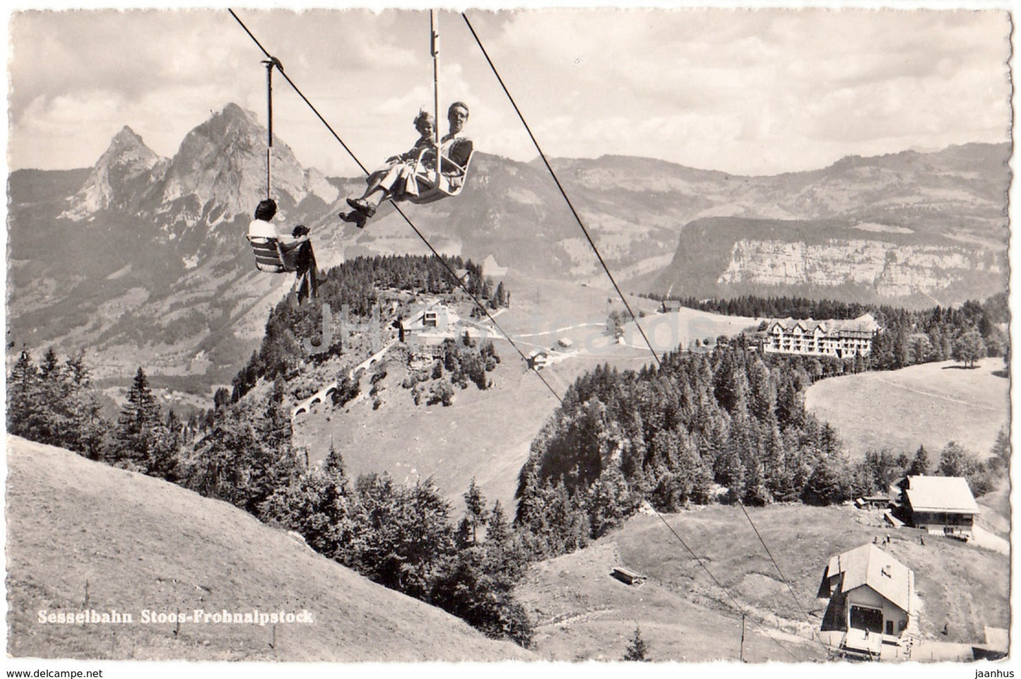 Sesselbahn - Stoos-Frohnalpstock - cable car - 4268 - Switzerland - 1952 - used - JH Postcards