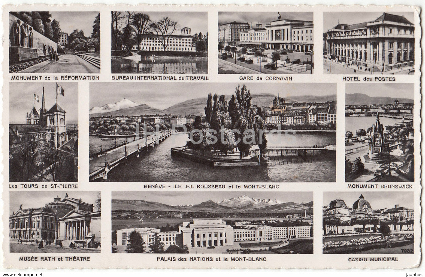 Geneva - Monument de la Reformation - Bureau International de Travail - multiveiw - old postcard - Switzerland - unused - JH Postcards