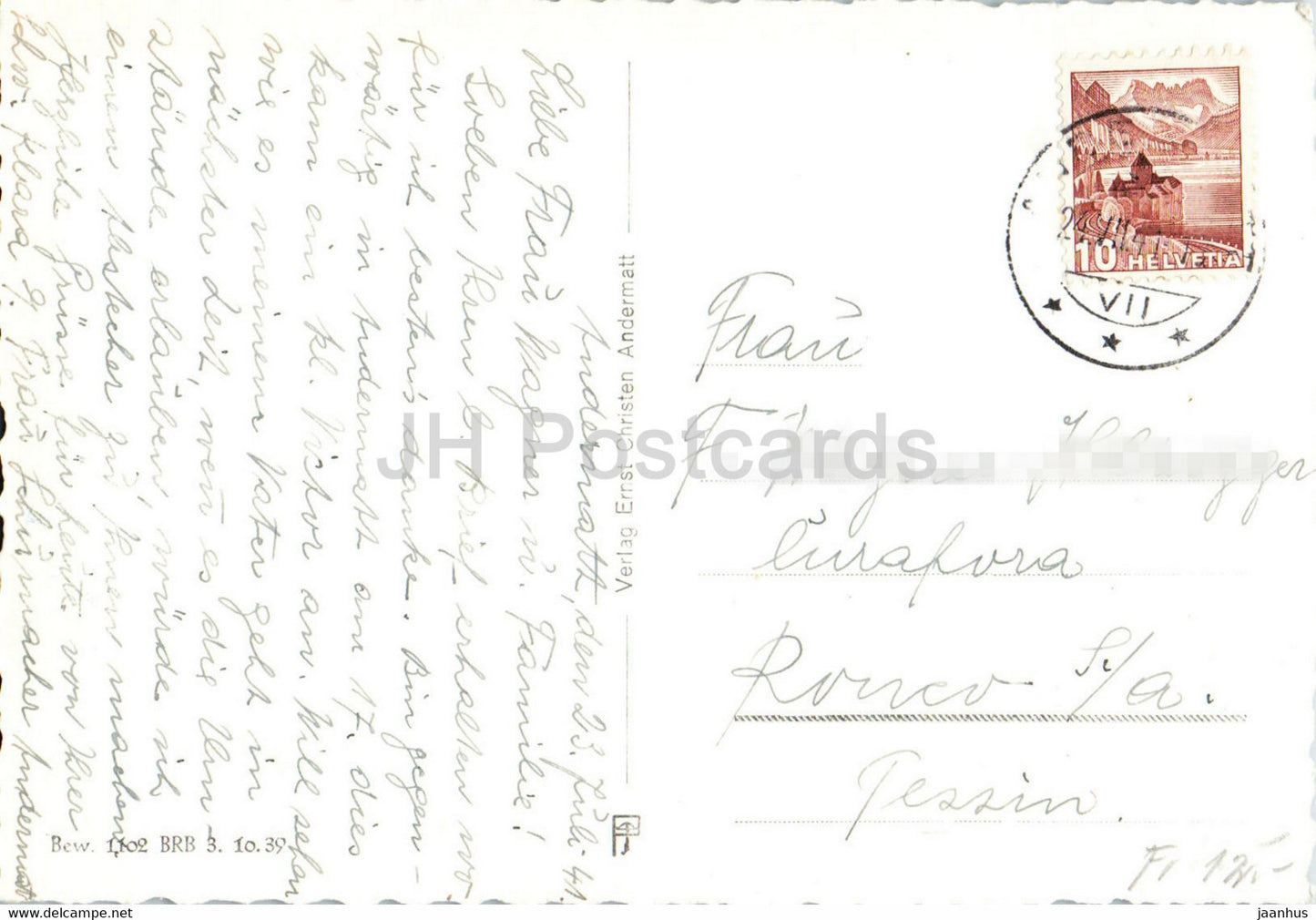 Andermatt 1444 m gegen die Furka - 3374 - old postcard - 1941 - Switzerland - used