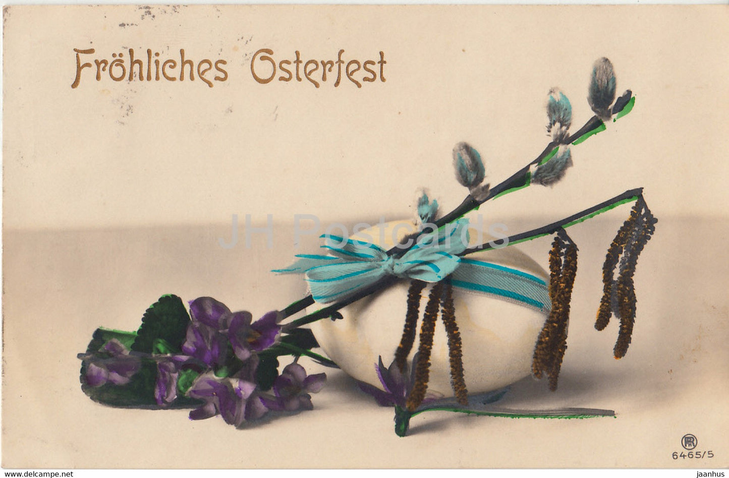 Easter Greeting Card - Frohliches Osterfest - egg - 6465/5 - old postcard - 1928 - Germany - used - JH Postcards