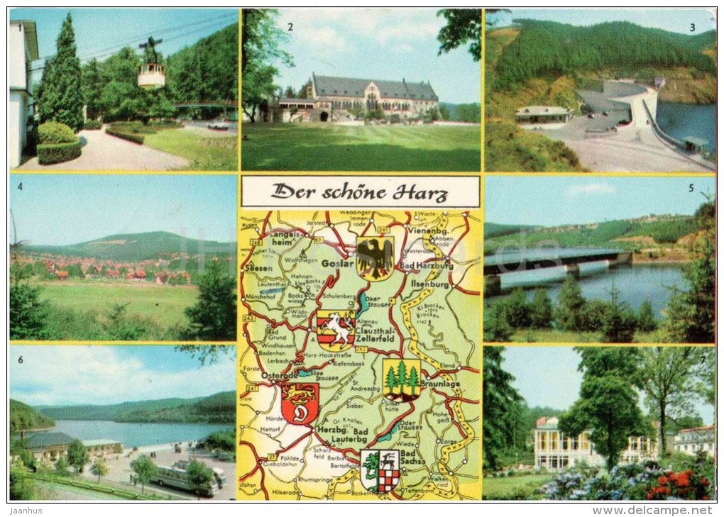 Der Schöne Harz - Talstation - Okertalsperre - Bad Sachsa , Kurhaus - Goslar , Kaiserpfalz - Germany - 1977 gelaufen - JH Postcards