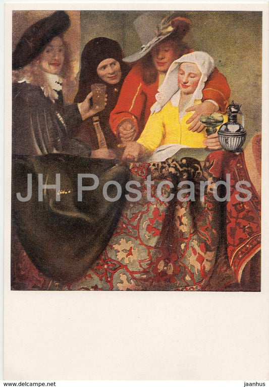 painting by Jan Vermeer Van Delft - Matchmaker - Dutch art - Germany DDR - unused - JH Postcards